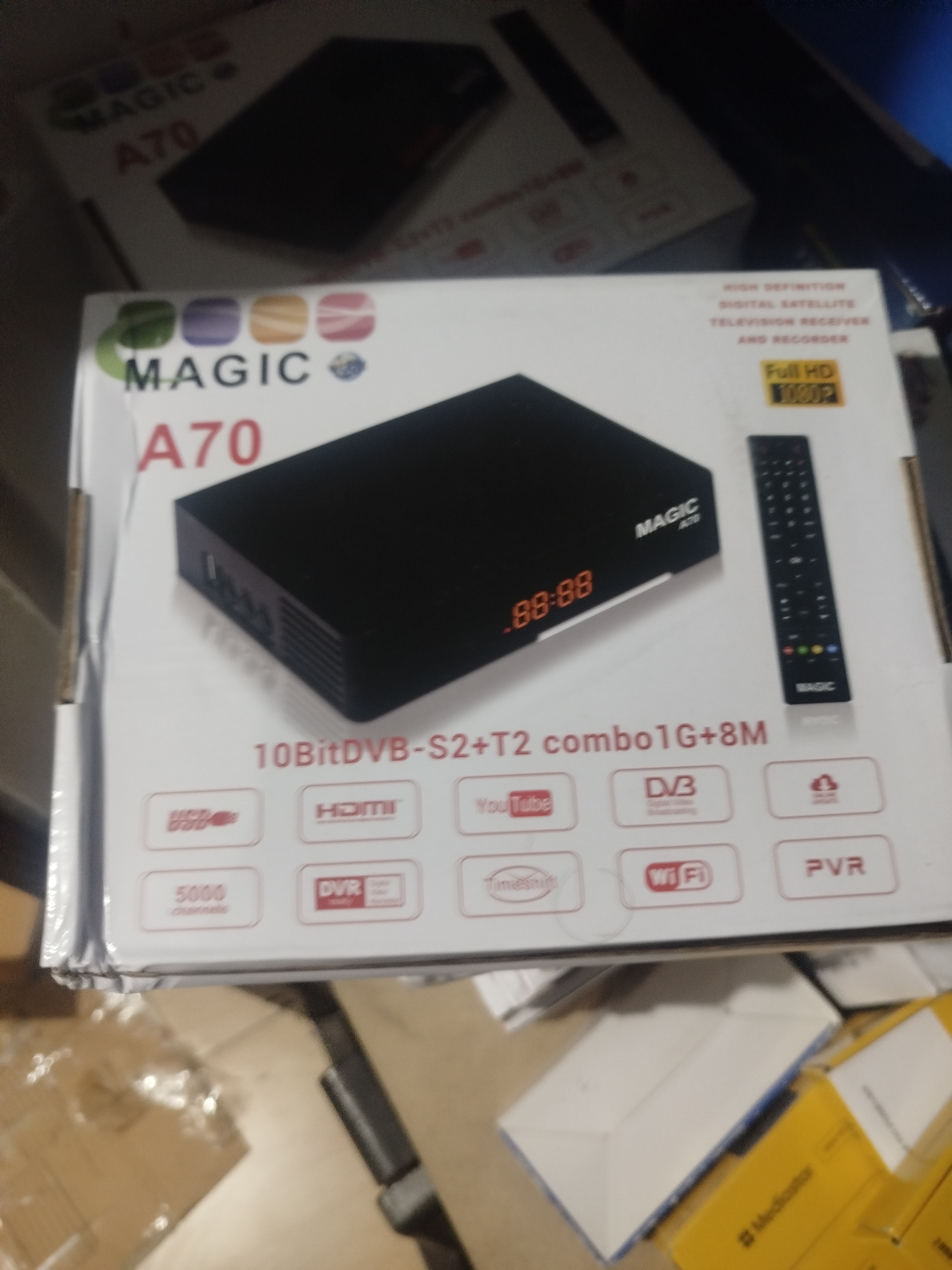 گیرنده دیجیتال مجیک مدل آ70 ده بیت رنگ h265 کمبو دارای گیرنده دیجیتال تلویزیون داخلی